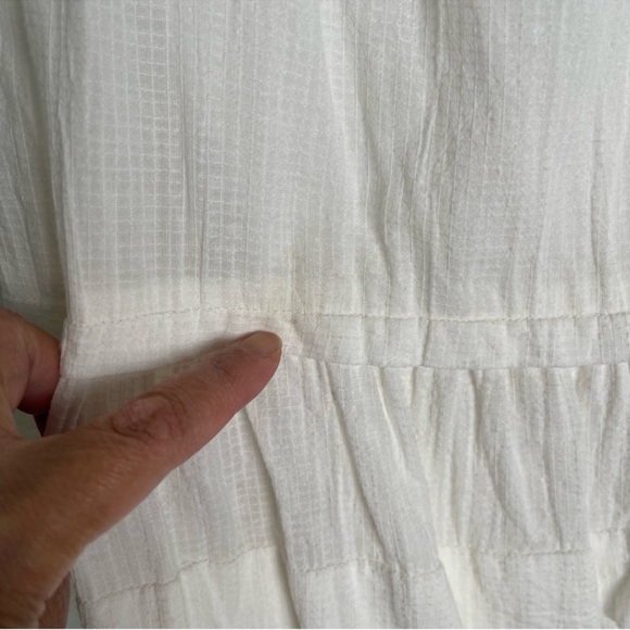 By Anthropologie Mini Tiered Baydoll Dress Size 1X White Square-Neck Puff Sleeve - Picture 11 of 12